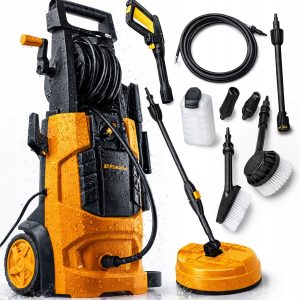 MOCNA MYJKA CIŚNIENIOWA RIWALL REPW180M + 3 SZCZOTKI + WAŻ DO KANALIZACJI
